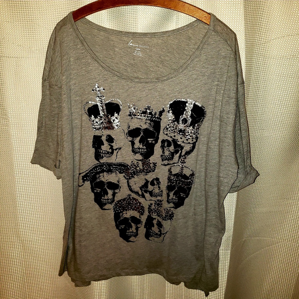 Lane Bryant Crowned Skulls Shirt NEW